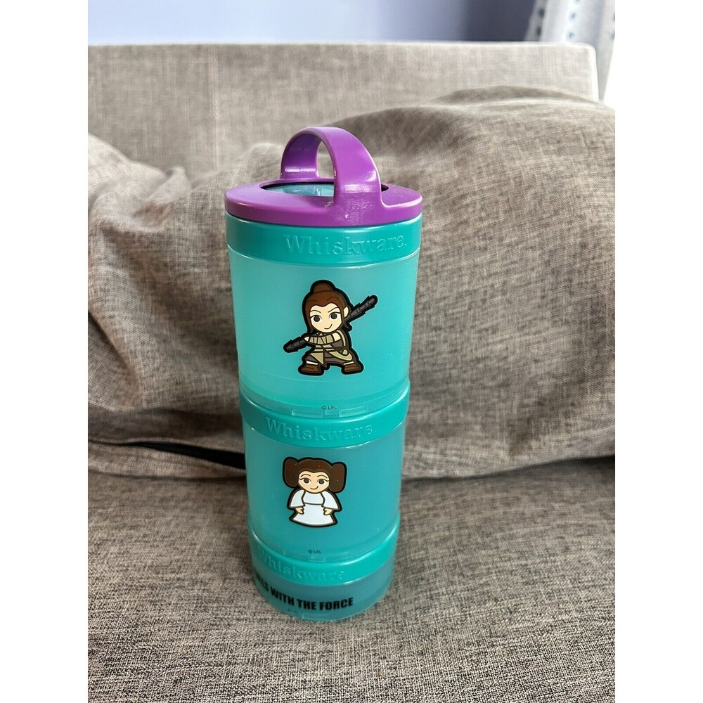 Whiskware Snacking Container Star Wars Leia Rey Portable Stackable Purple Lid - Picture 3 of 8